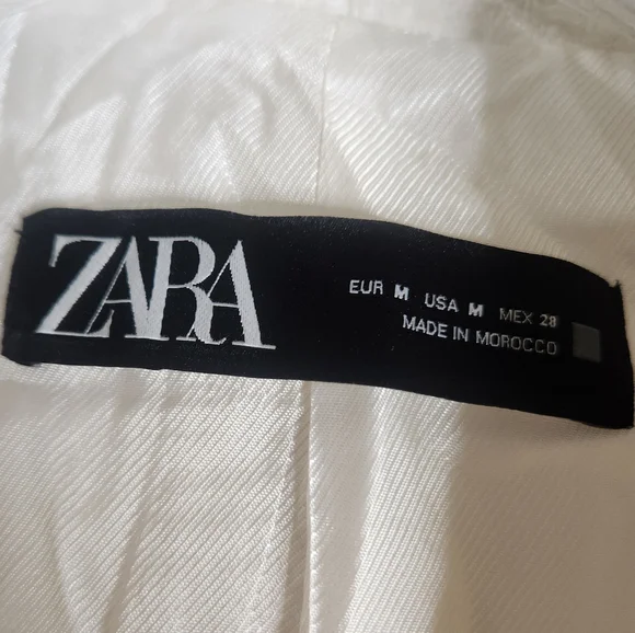 Zara Textured White Brown Button Blazer size Medium - Picture 6 of 9